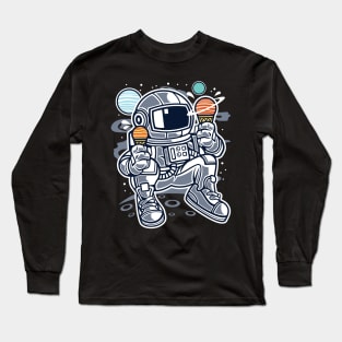 Astronaut Eating Ice Cream Planets Long Sleeve T-Shirt